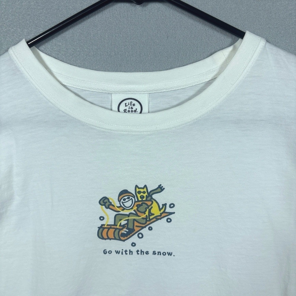 Vintage Life Is Good Go With The Snow Womens XL Shirt Dog & Jake Y2K